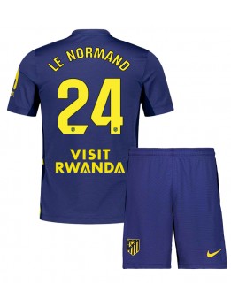 Billige Atletico Madrid Robin Le Normand #24 Bortedraktsett Barn 2025-26 Kortermet (+ Korte bukser)